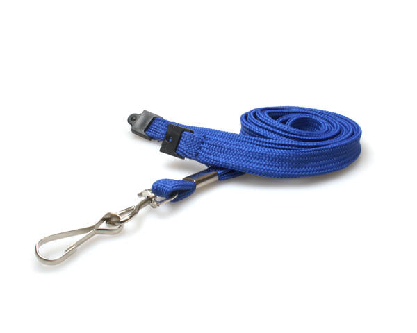 100 Pack 10mm Mid Blue Tubular Breakaway Lanyards with Metal J-Clip
