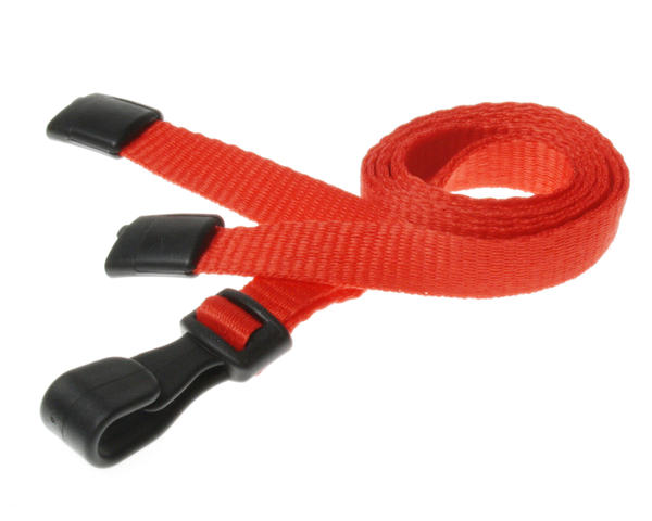 100 Pack 10mm Recycled Plain Red Lanyards with Plastic J Clip