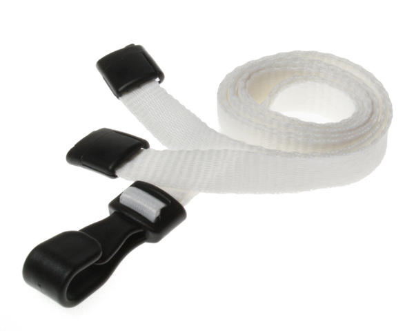 100 Pack 10mm Recycled Plain White Lanyards with Plastic J Clip