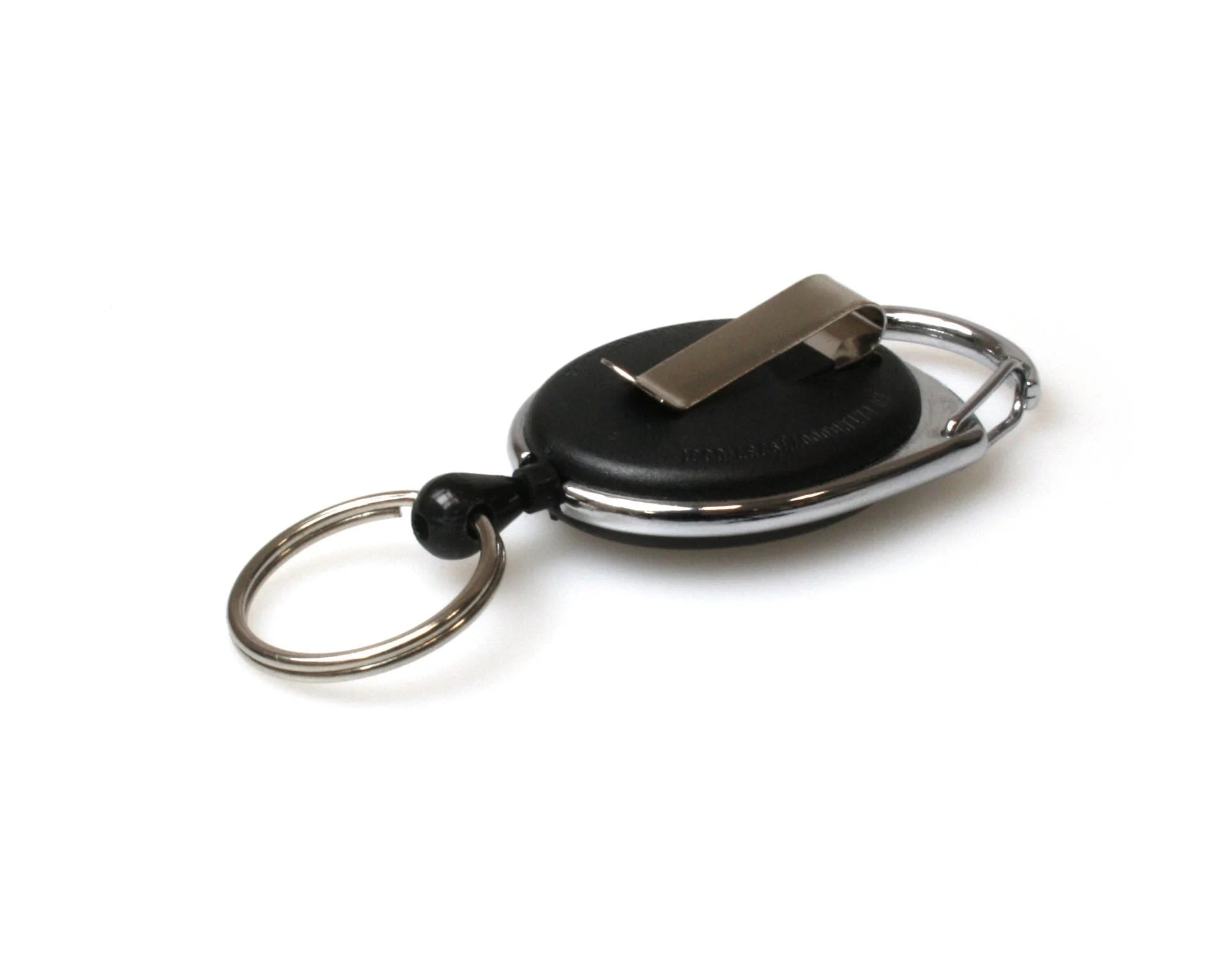 Black Solid Carabiner Card Reels with Belt and Key Rings (Pack of 50)
