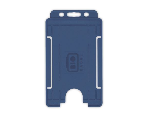 Dark Blue Single-Sided BIOBADGE Open Faced ID Card Holders - Portrait (Pack of 100)