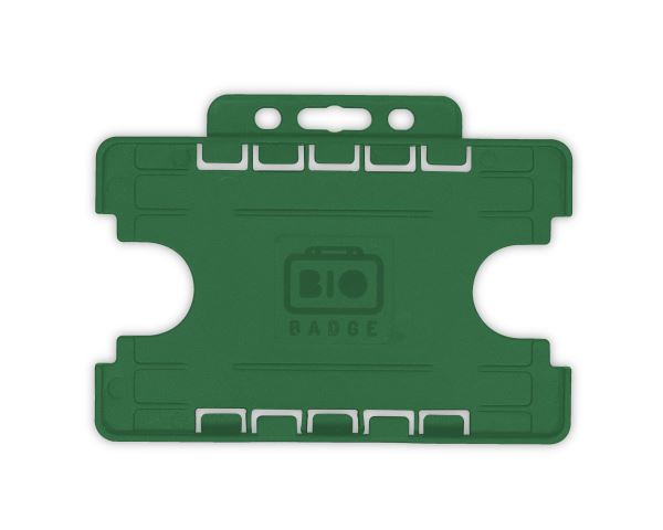 Dark Green Dual-Sided BIOBADGE Open Faced ID Card Holders - Landscape (Pack of 100)
