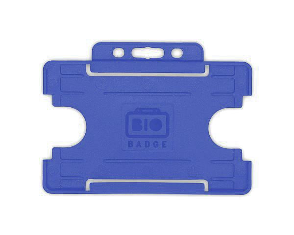 Mid Blue Single-Sided BIOBADGE Open Faced ID Card Holders - Landscape (Pack of 100)