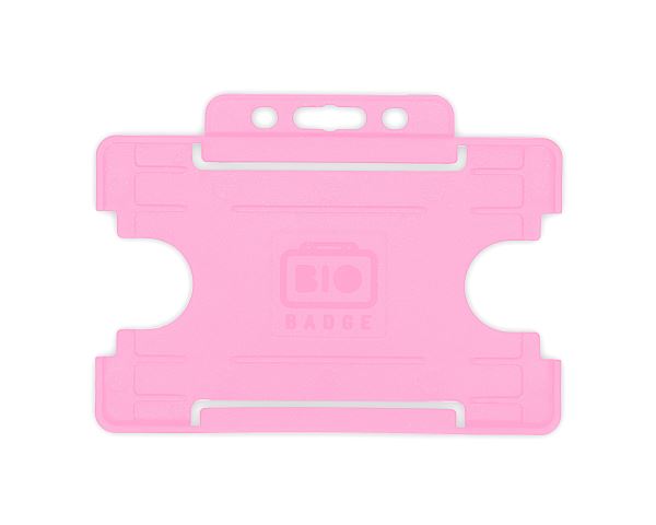 Pink Single-Sided BIOBADGE Open Faced ID Card Holders - Landscape (Pack of 100)
