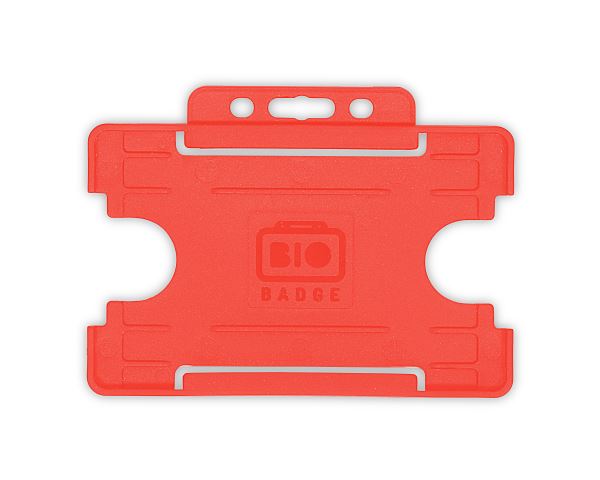 Red Single-Sided BIOBADGE Open Faced ID Card Holders - Landscape (Pack of 100)