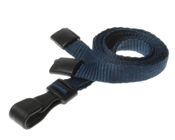 100 Pack 10mm Recycled Plain Dark Blue Lanyards with Plastic J Clip