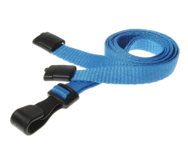 100 Pack 10mm Recycled Plain Light Blue Lanyards with Plastic J Clip