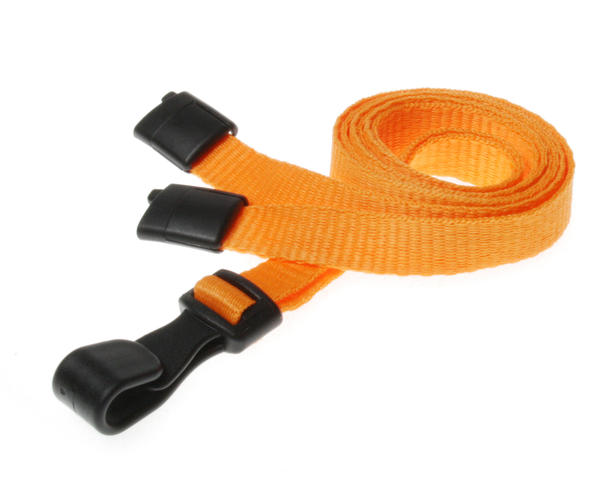 100 Pack 10mm Recycled Plain Orange Lanyards with Plastic J Clip