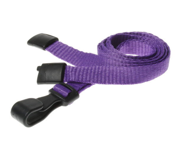 100 Pack 10mm Recycled Plain Purple Lanyards with Plastic J Clip