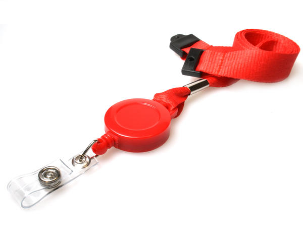 50 Pack 15mm Recycled Plain Red Lanyards with Card Reels