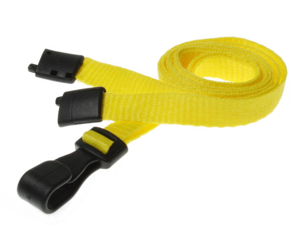 100 Pack 10mm Recycled Plain Yellow Lanyards with Plastic J Clip