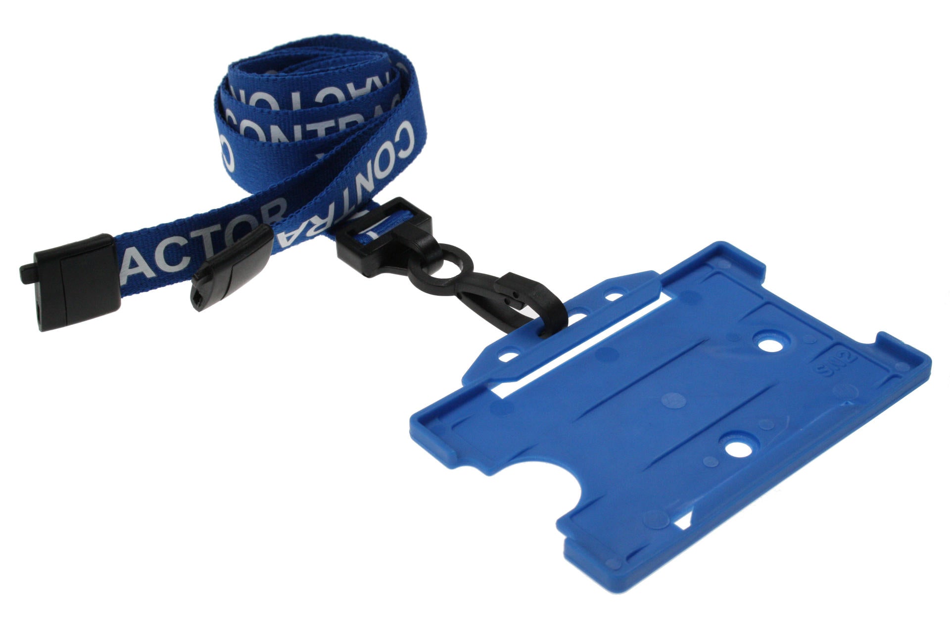 100 Pack 15mm Recycled Blue Contractor Lanyards with Plastic J Clip