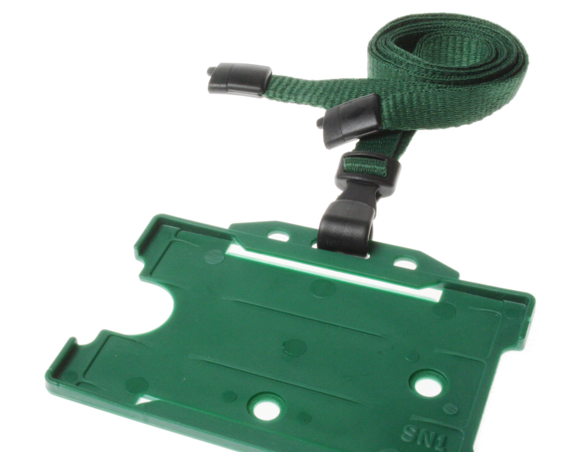 100 Pack 10mm Recycled Plain Dark Green Lanyards with Plastic J Clip