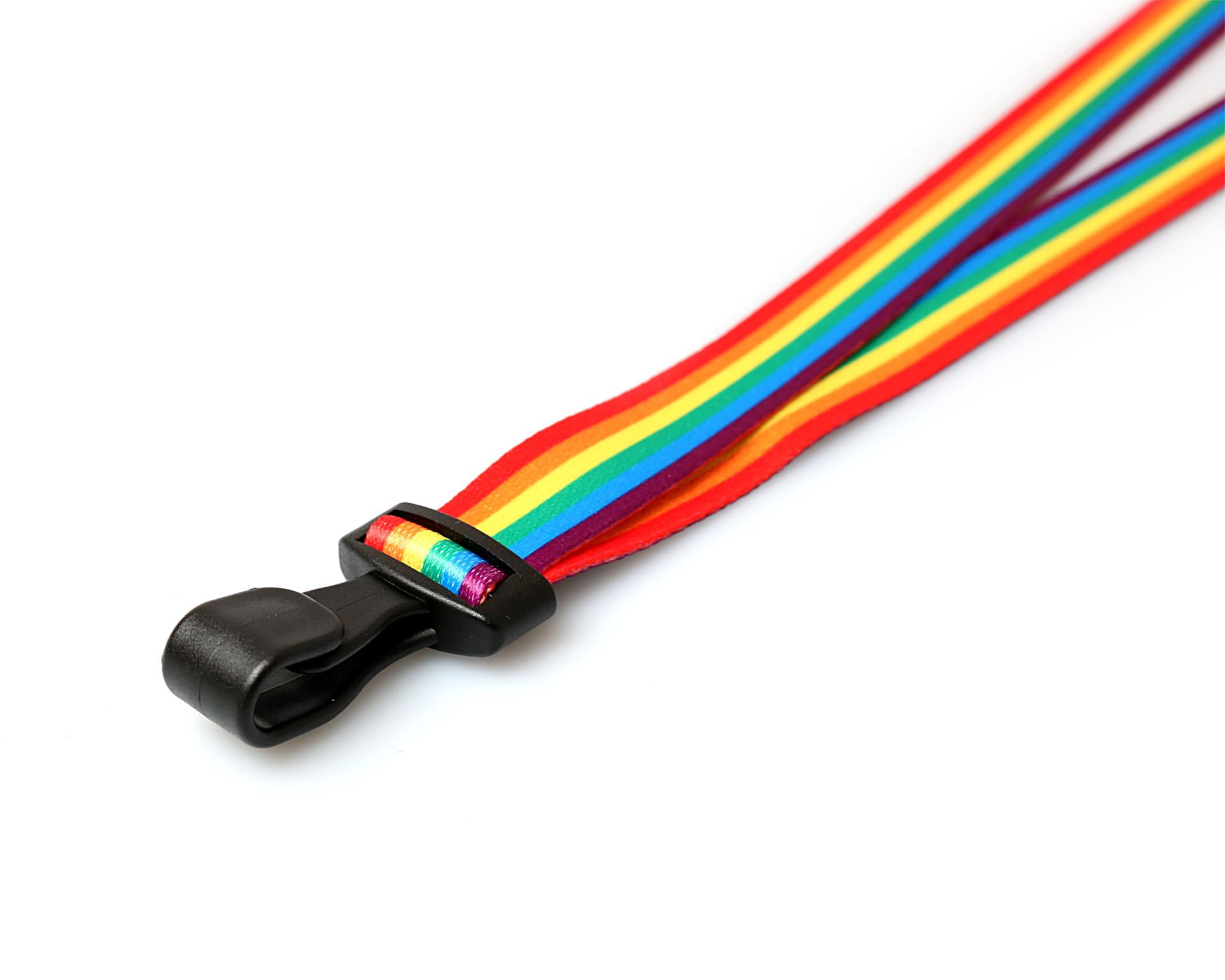 100 Pack 15mm Recycled Rainbow Lanyards with Plastic J-Clip