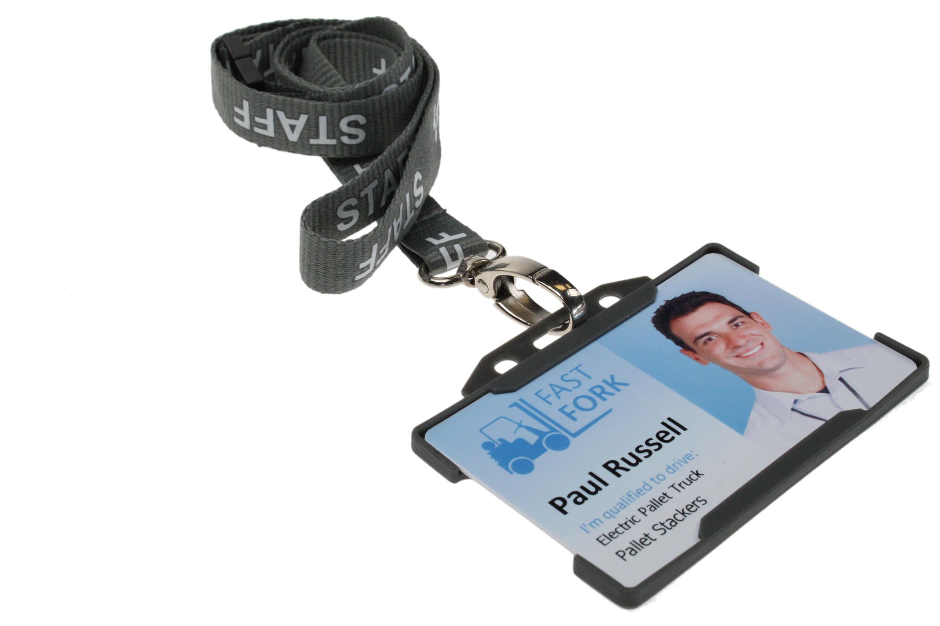 100 Pack 15mm Recycled Grey Staff Lanyards with Metal Lobster Clip