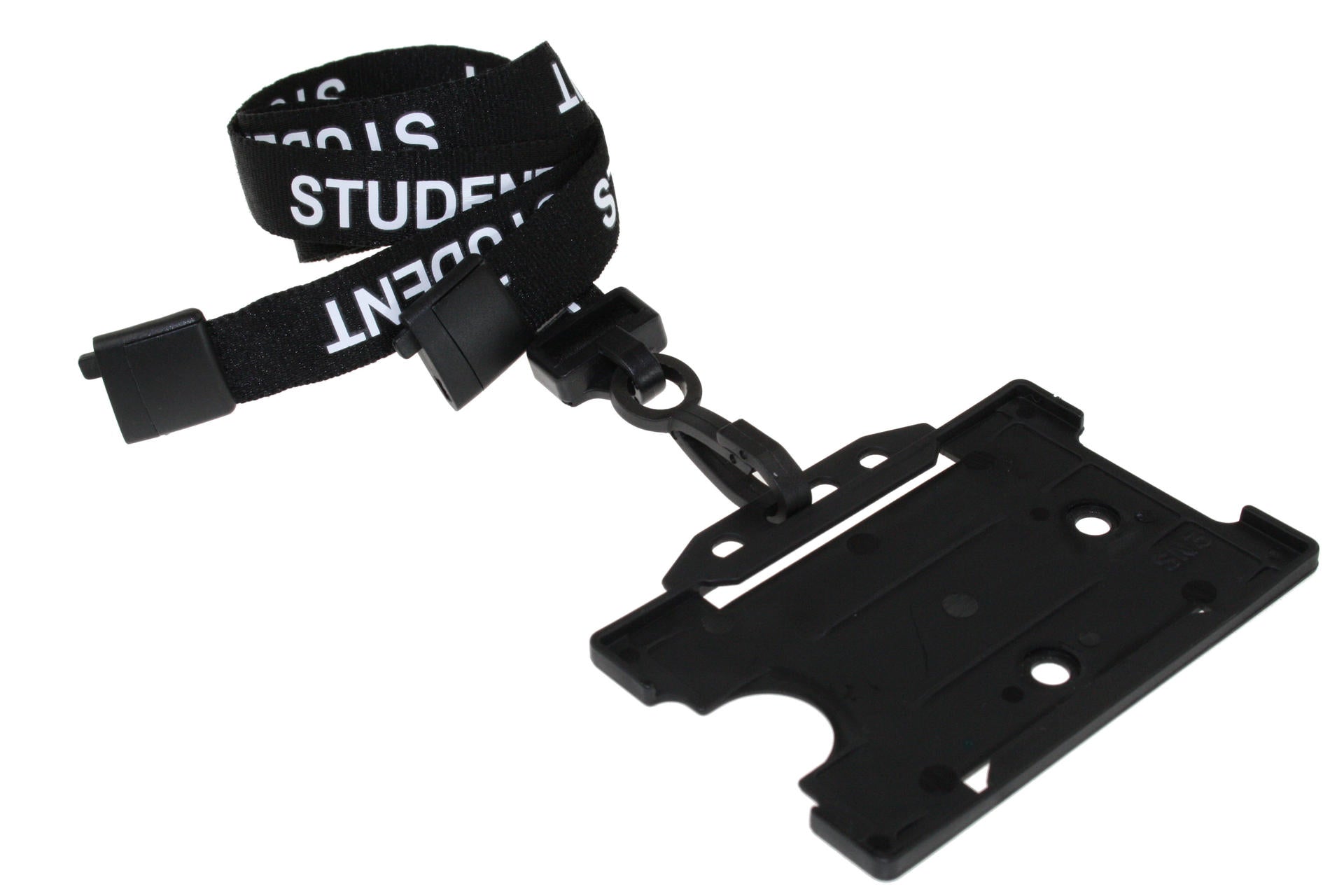 100 Pack 15mm Recycled Black Student Lanyards with Plastic J Clip