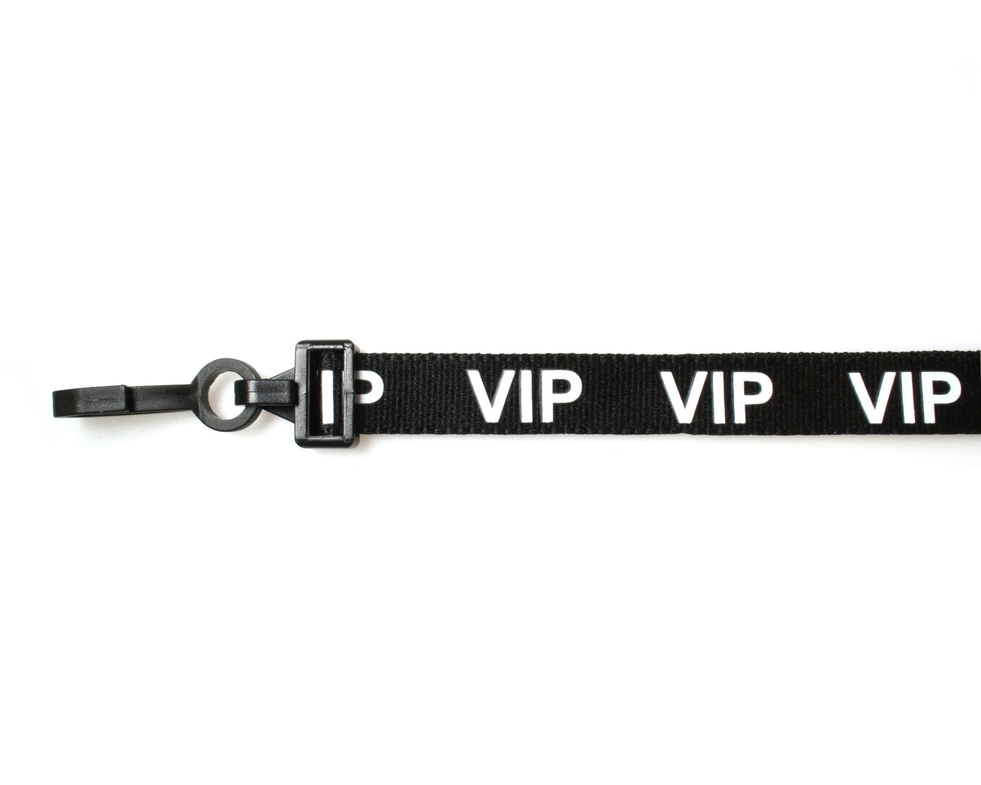 100 Pack 15mm Recycled Black VIP Lanyards with Plastic J Clip