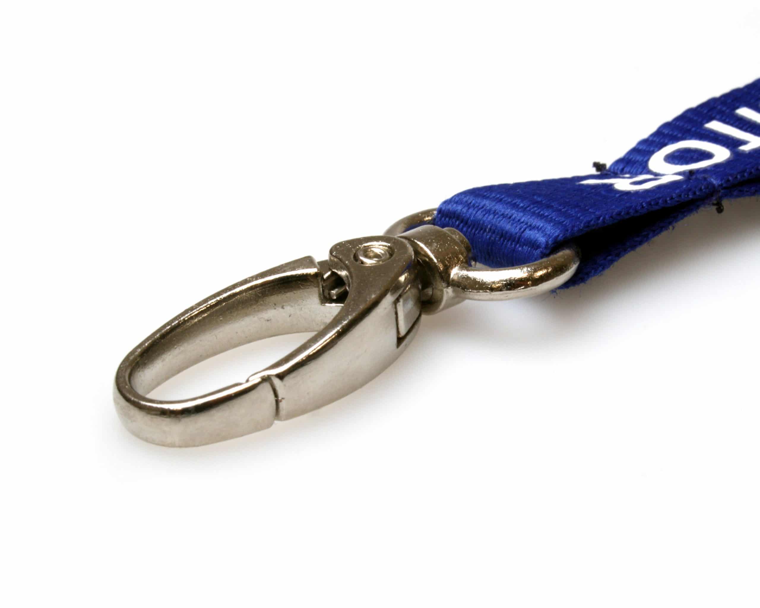 100 Pack 15mm Visitor Royal Blue Flat Woven BreakAway Lanyard with Metal Lobster Clip