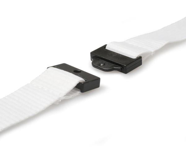 100 Pack 20mm Recycled White Lanyards with Flat Breakaway and Metal Trigger Clip