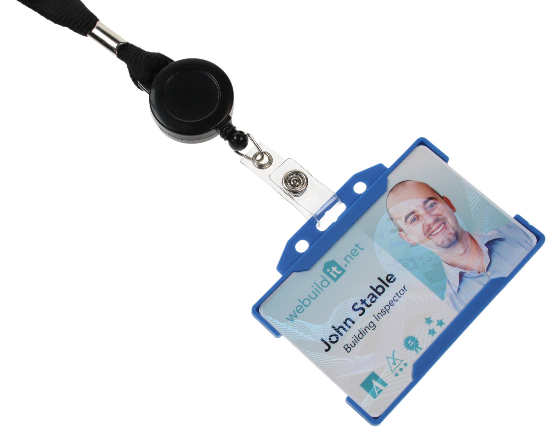 50 Pack 15mm Recycled Plain Black Lanyards with Card Reels