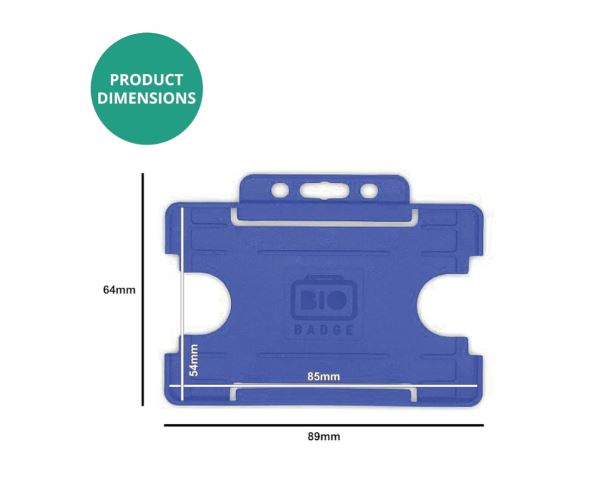 Mid Blue Single-Sided BIOBADGE Open Faced ID Card Holders - Landscape (Pack of 100)