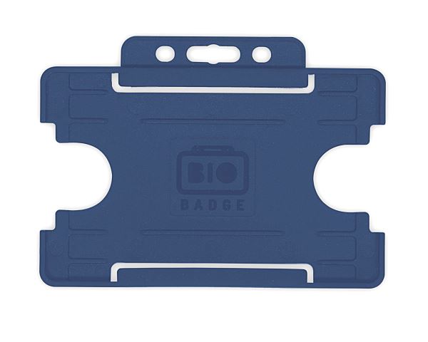 Dark Blue Single-Sided BIOBADGE Open Faced ID Card Holders - Landscape (Pack of 100)