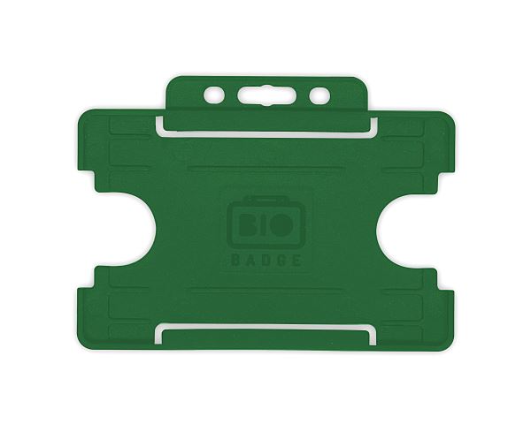 Dark Green Single-Sided BIOBADGE Open Faced ID Card Holders - Landscape (Pack of 100)