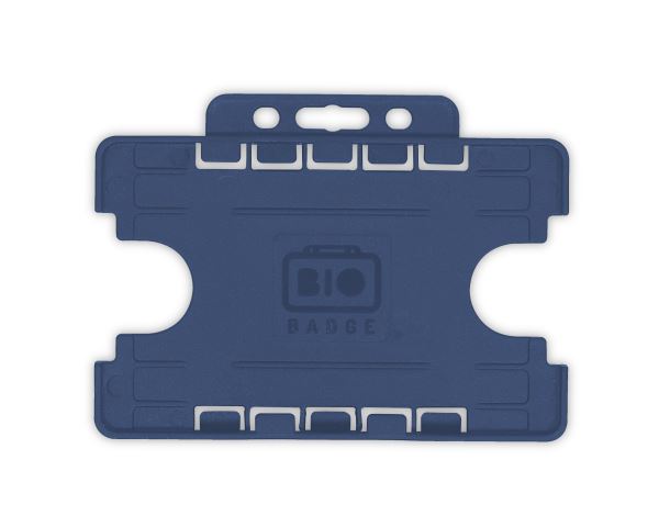 Dark Blue Dual-Sided BIOBADGE Open Faced ID Card Holders - Landscape (Pack of 100)