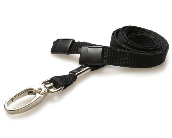 10mm Recycled Plain Black Lanyards with Metal Lobster Clip (Pack of 100)