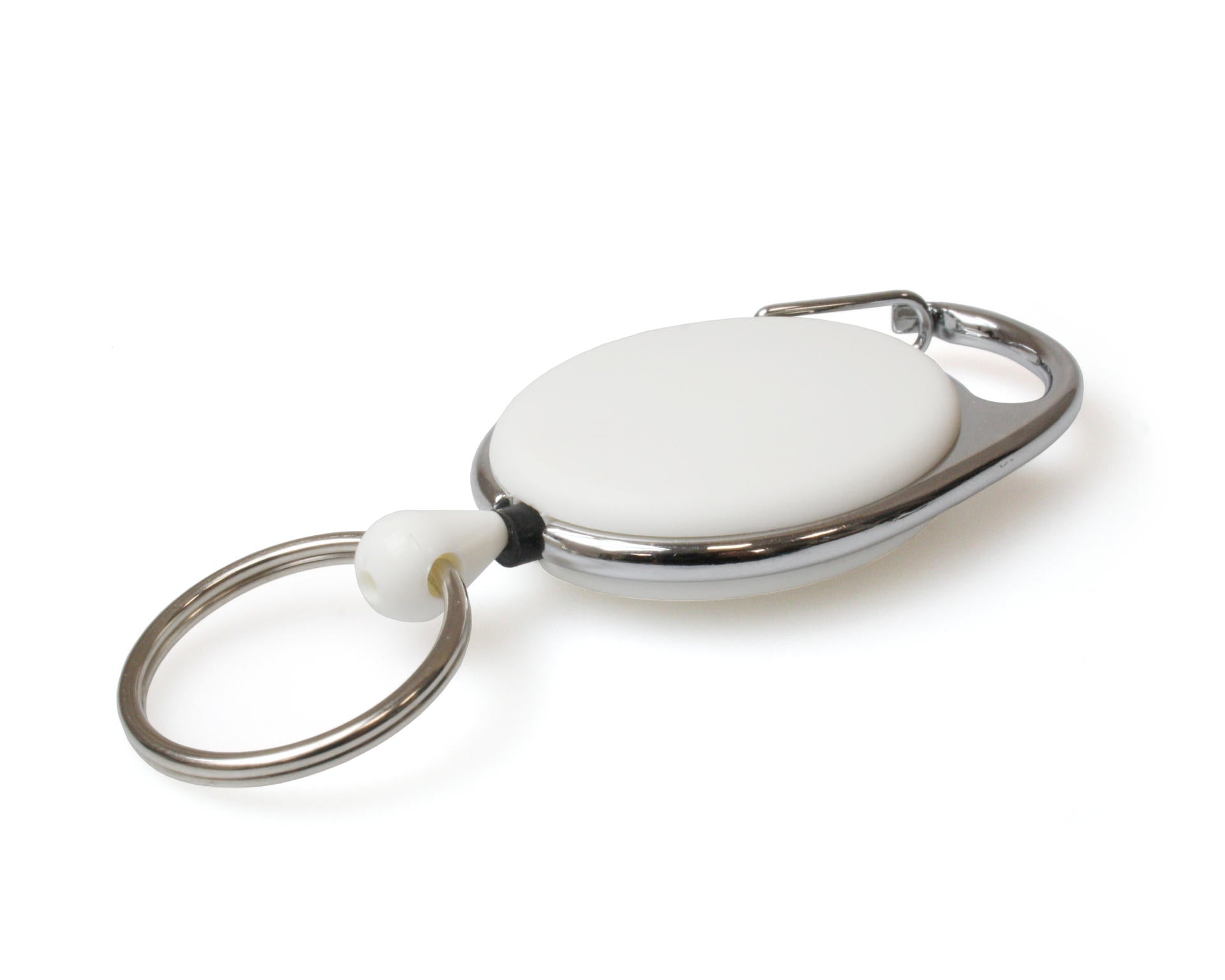 White Solid Carabiner Card Reels with Key Rings (Pack of 50)