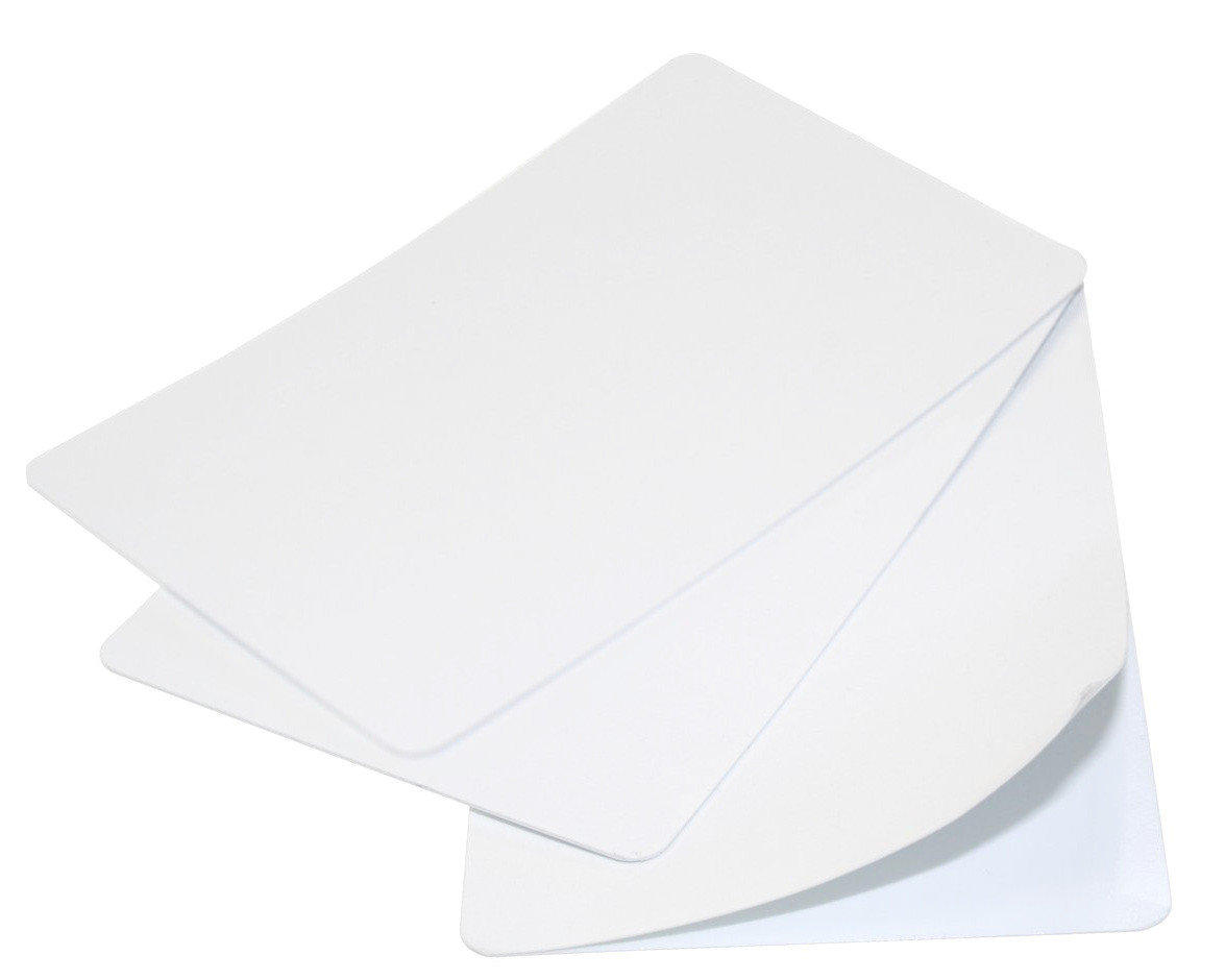 Blank White Self-Adhesive 480-Micron Plastic Cards (Pack of 100)