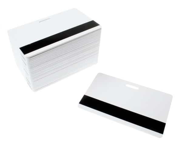 Blank White Plastic Cards With Magnetic Stripe & Punch Slot (Pack of 100)