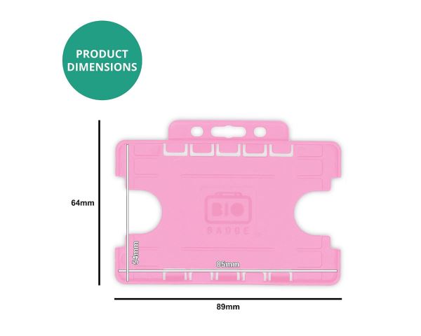 Pink Dual-Sided BIOBADGE Open Faced ID Card Holders - Landscape (Pack of 100)