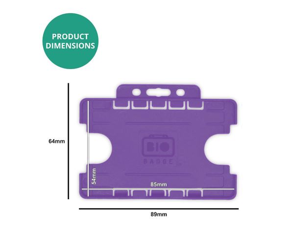 Purple Dual-Sided BIOBADGE Open Faced ID Card Holders - Landscape (Pack of 100)