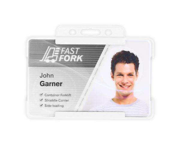 White Single-Sided BIOBADGE Open Faced ID Card Holders - Landscape (Pack of 100)