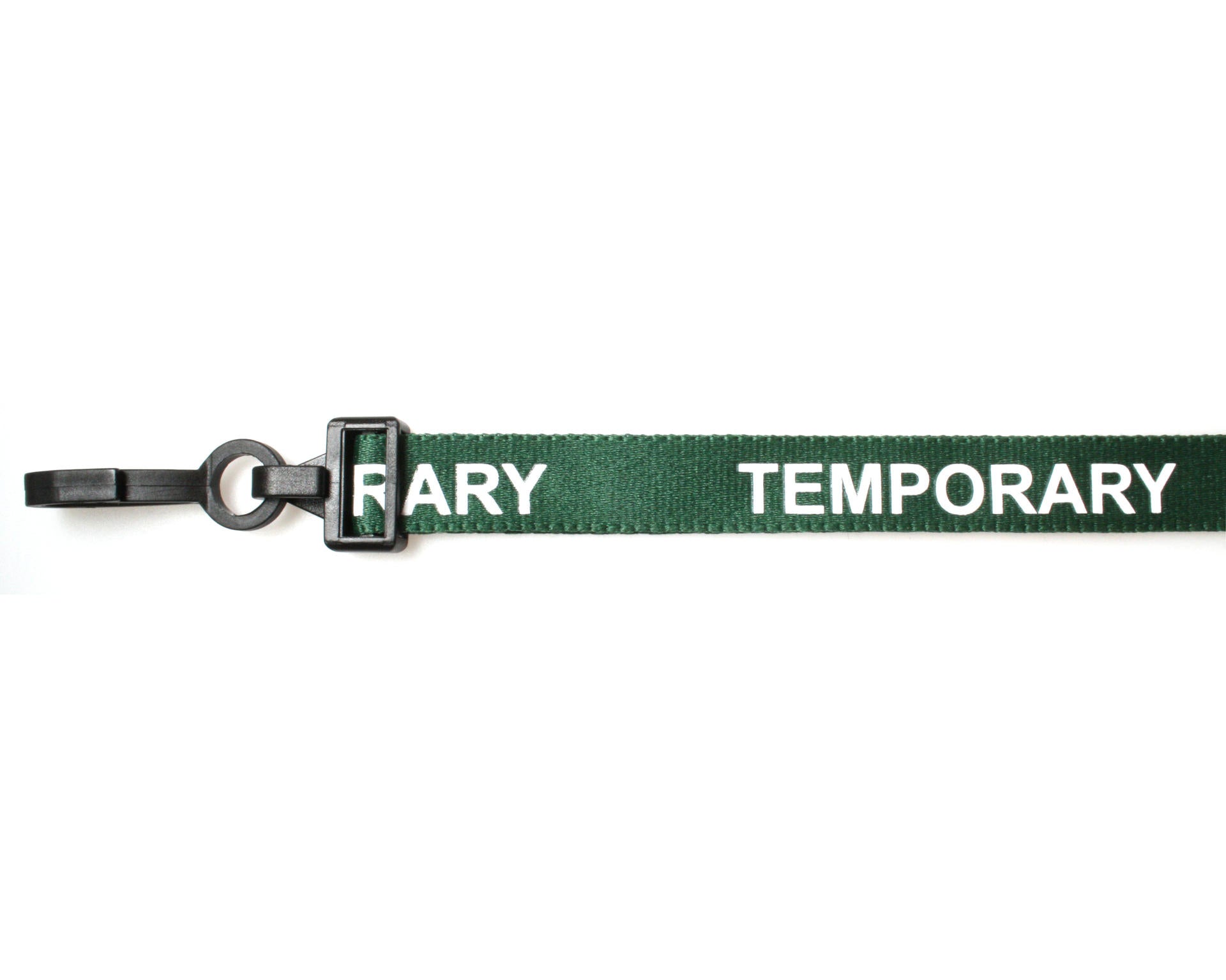 15mm Recycled Green Temporary Lanyards with Plastic J Clip (Pack of 100)